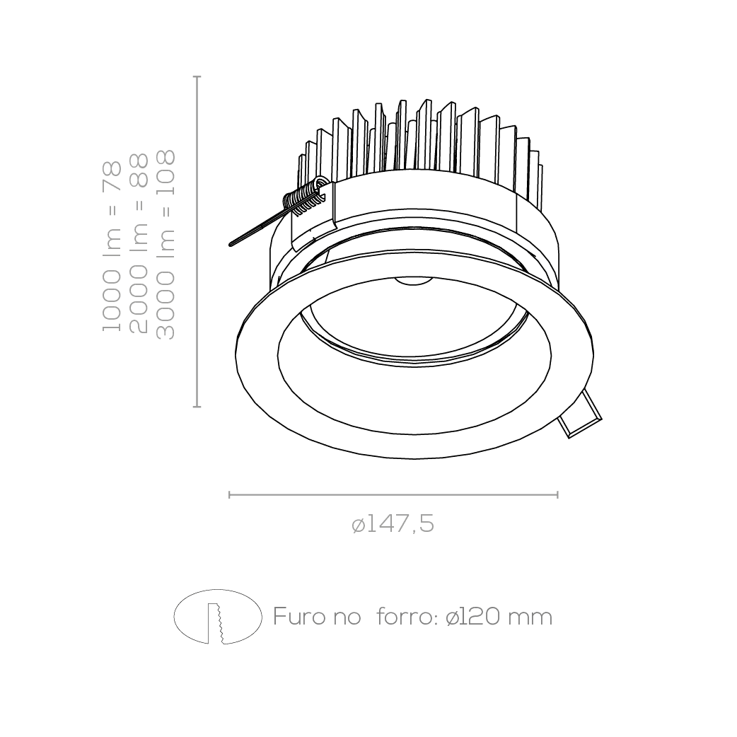 Luminária de embutir Overall R11 - Imagem 2