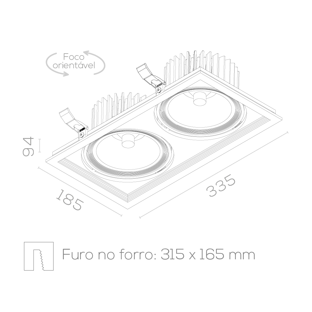 Luminária de embutir Twistar Flat 185 x2 - Imagem 2